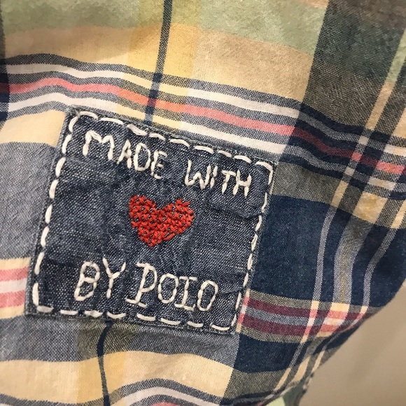 Polo Ralph Lauren Madras Plaid Shirt XS Patchwork star boyfriend fit relaxed - Picture 9 of 16
